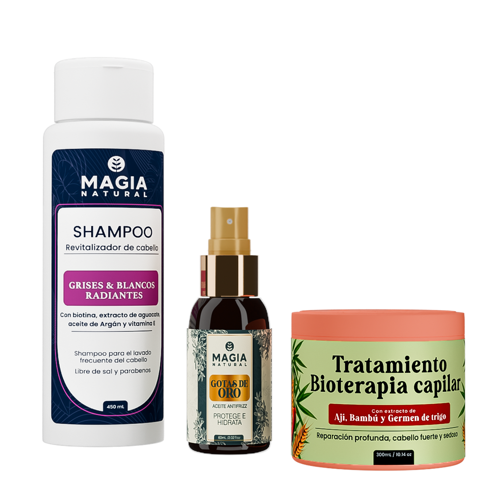 Toning and Nourishing Hair Kit for Gray Hair with Biotin and Avocado